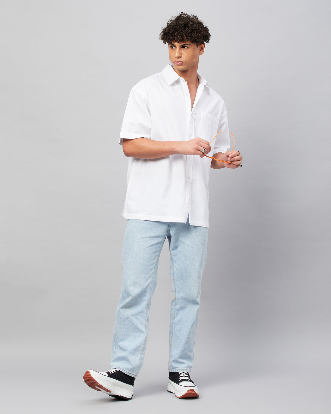 Chimpaaanzee Men White Oversized Fit Shirt