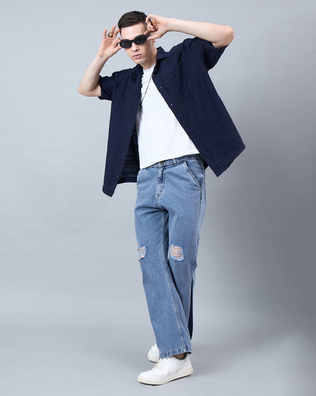 Chimpaaanzee Men Navy Oversized Shirt