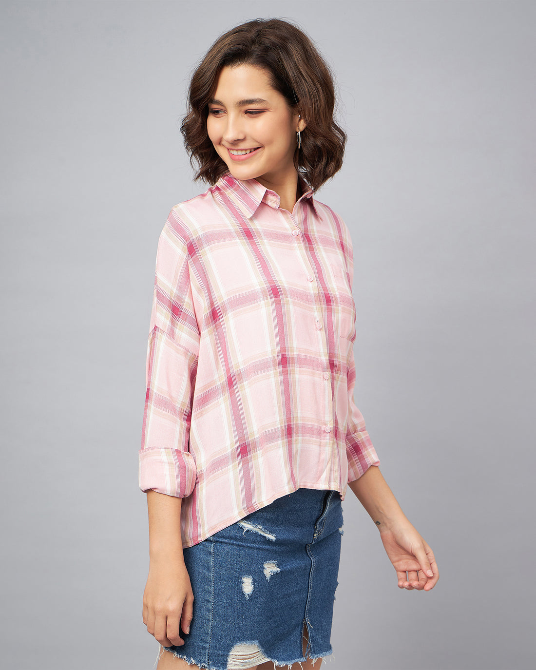 Chimpaaanzee Women Pink & Wine Oversized Shirt