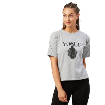 Chimpaaanzee Women Grey Round Neck T-shirt