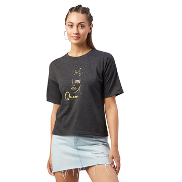 Chimpaaanzee Women Black Round Neck T-shirt