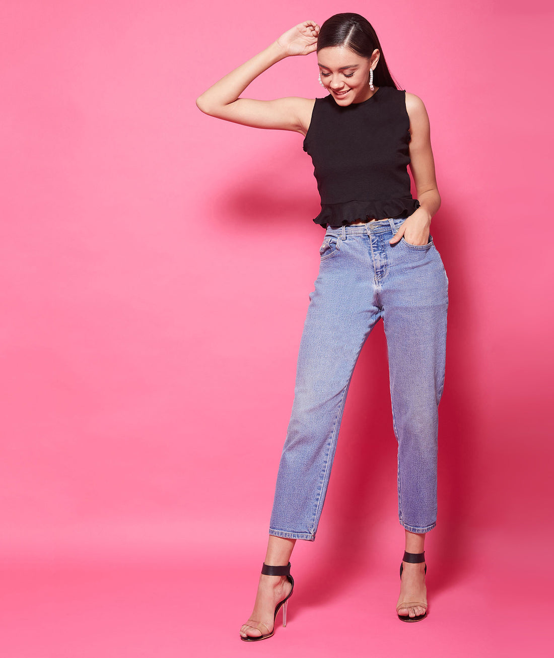 Chimpaaanzee Viscose Crop Tops - Black