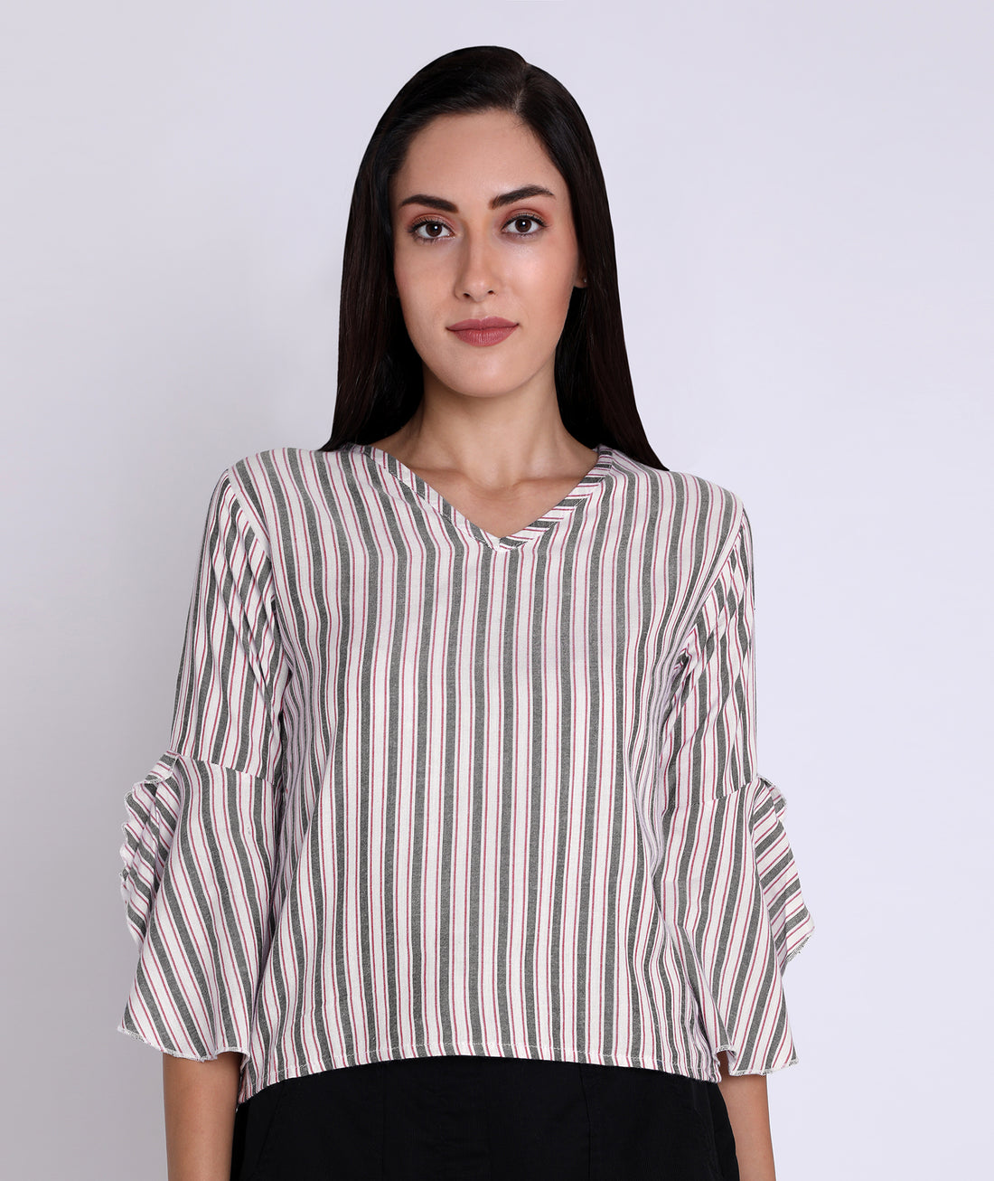 Chimpaaanzee Women V-Neck Striped Top