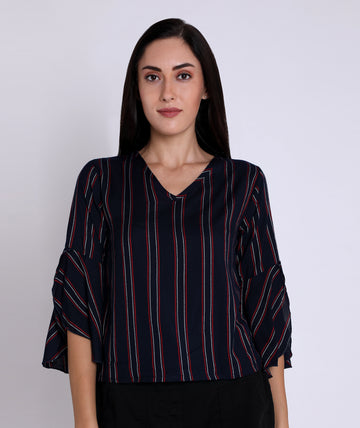 Chimpaaanzee Women V-Neck Striped Top